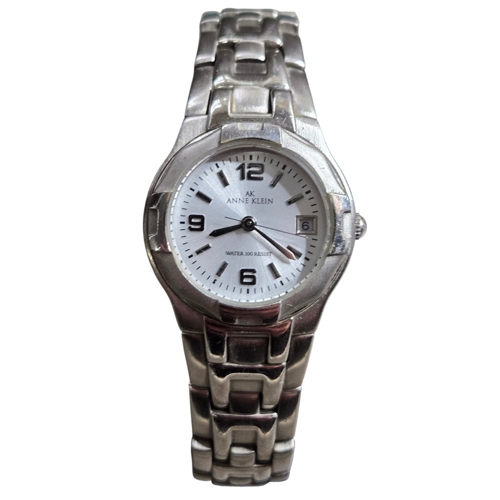 Anne Klein Women's Watch Silver Tone Stainless Steel Date Quartz Untested